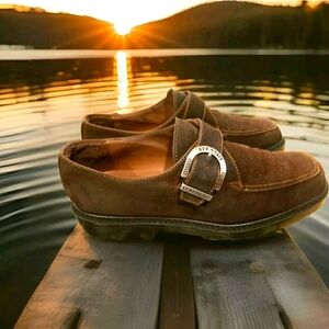 Italian Designer VERSACE CLASSIC V2 Men 8.5 Dark Brown Suede shoes